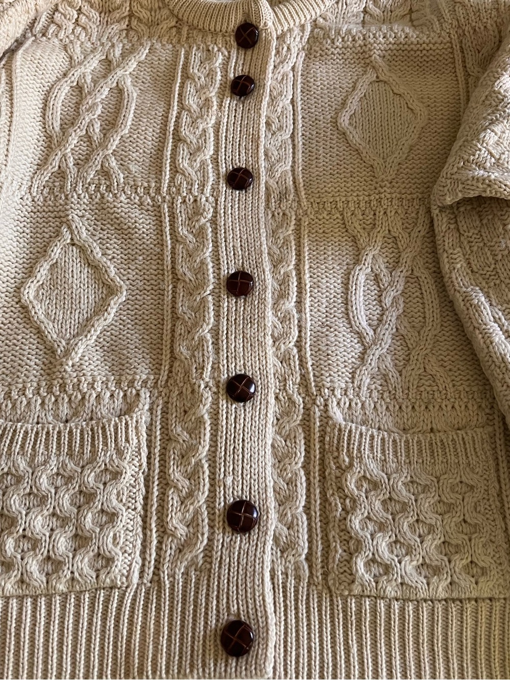 Classic Cream Cable Knit Button-Up Cardigan - Picture 8 of 10